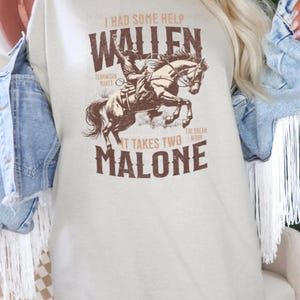 Wallen und Malone T-Shirt, Country-Musik inspiriertes T-Shirt, Cowboy auf Pferdegrafik, trendiges Unisex-Shirt, lustiges Western Country-Fan-Geschenk-Kleidung