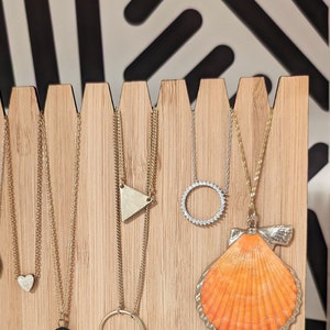 bamboo necklace display
