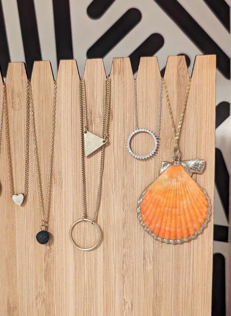 bamboo necklace display