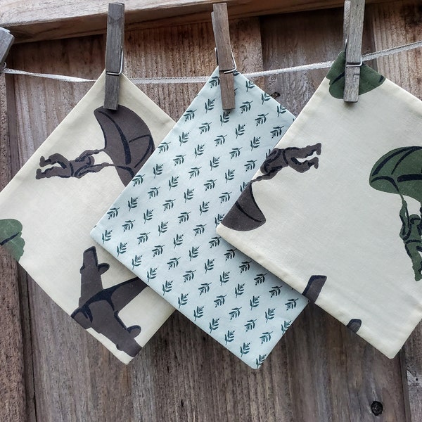 adorable set of 6 military fabric cocktail napkins upcycled linens new cotton fabric reusable