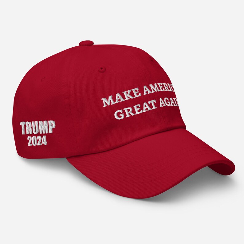MAGA Dad Hat with Trump 2024 and American Flag Embroidery