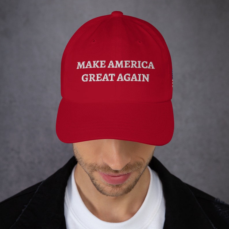 MAGA Dad Hat with Trump 2024 and American Flag Embroidery