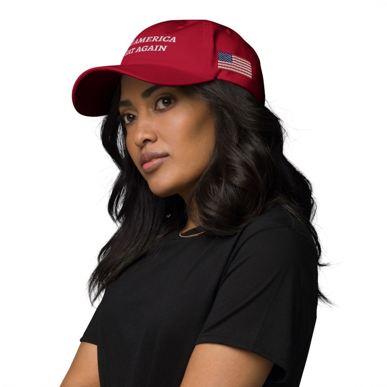 MAGA Dad Hat with Trump 2024 and American Flag Embroidery