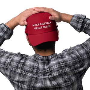 MAGA Dad Hat with Trump 2024 and American Flag Embroidery