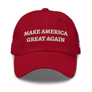 MAGA Dad Hat with Trump 2024 and American Flag Embroidery