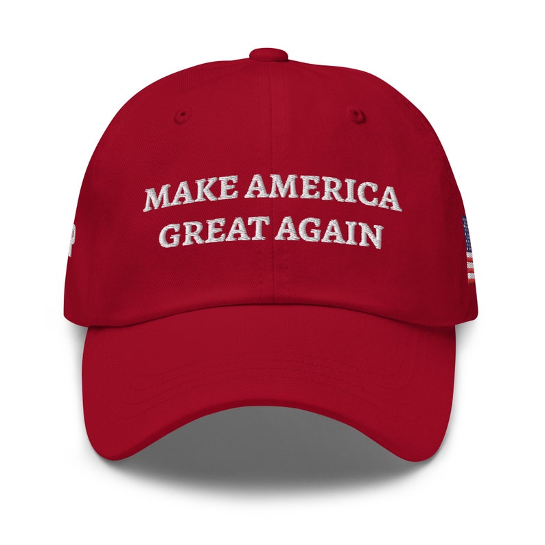 MAGA Dad Hat with Trump 2024 and American Flag Embroidery