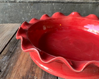 Pie Baker- Plato para servir- Volante Rojo