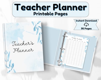 Printable Teacher Planner Bundle: 98 Pages, Lesson Plans, Calendar (Digital Download)