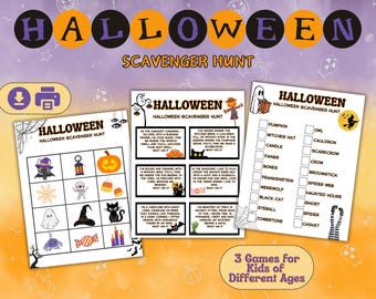 Halloween Scavenger Hunt Game for Kids (Instant Download)