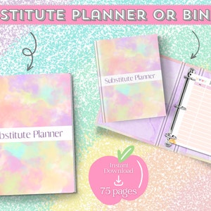 Substitute Teacher Planner, Substitute Teacher Printable Binder Planner, Substitute Teacher Notes, Substitute Teacher Lesson Plans