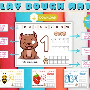 Play Dough Mat, Play Dough Activity, Printable Play Dough Mats, Fine Motor Skills Play, Toddler Preschool Kindergarten Educational Resource