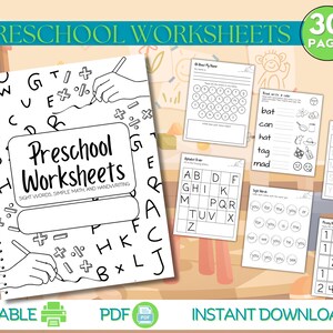 Preschool Worksheets Learning Activity INSTANT DOWNLOAD Printable