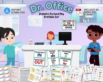 Doctor Office Pretend Play Printable Set: Kids Dramatic Play (Instant Download)