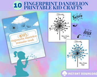 Fingerprint Dandelion Art: Kids Printable Craft (PDF)