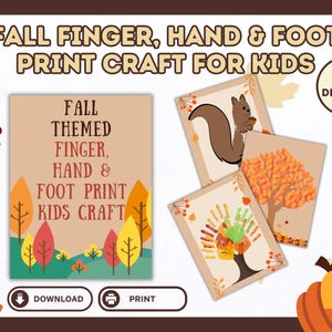 Manualidad de otoño con huellas de manos y pies para niños (imprimible)