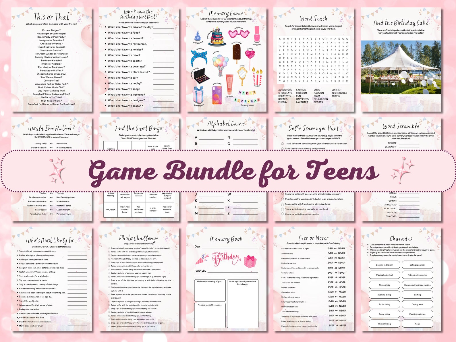 Birthday Party Games for Teens, Tween Birthday Party Games, Party