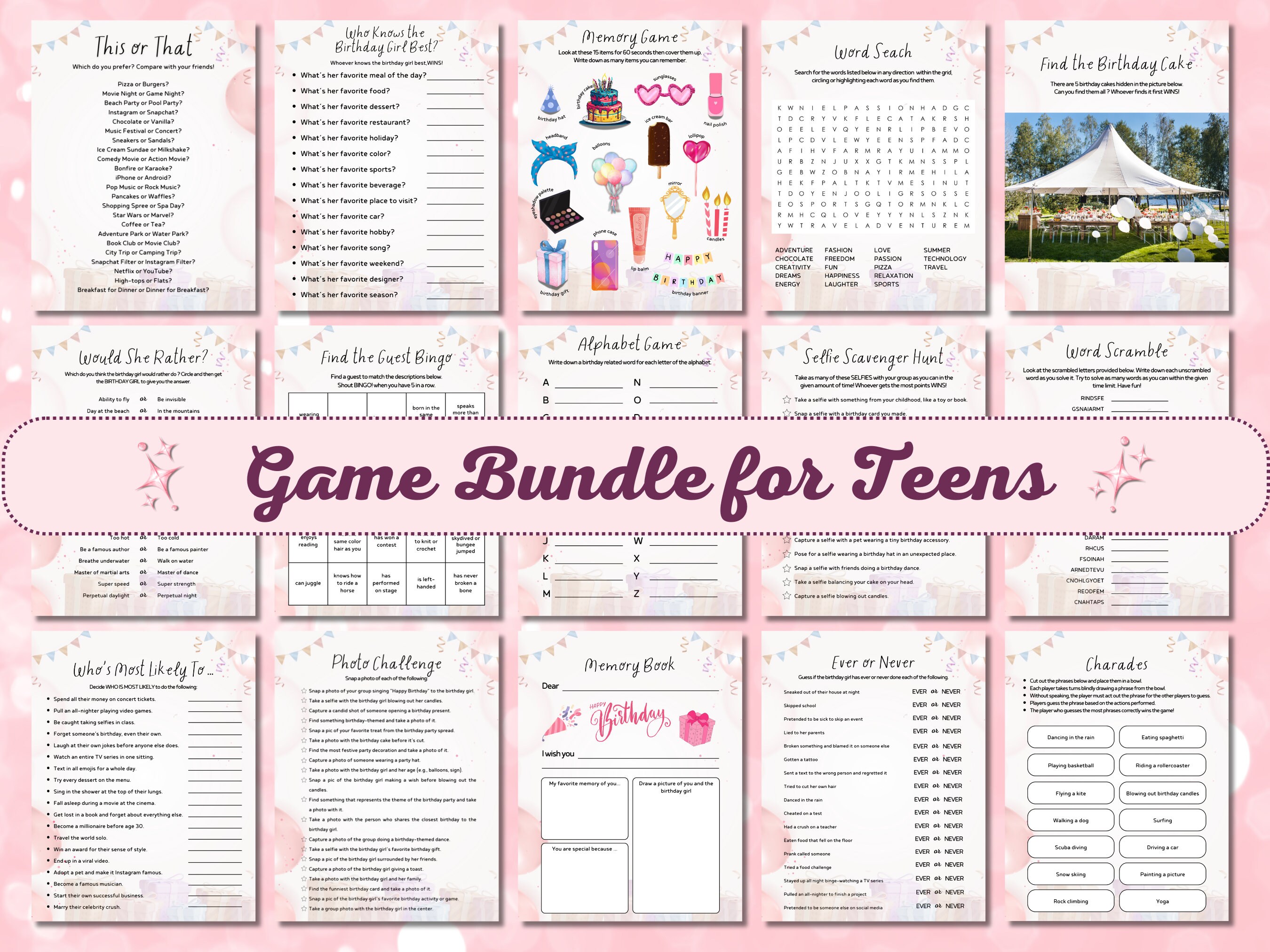 Birthday Party Games for Teens, Tween Birthday Party Games, Party
