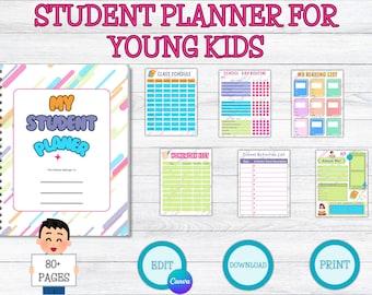 Colorful Student Planner: Editable Template for Young Kids (PDF)