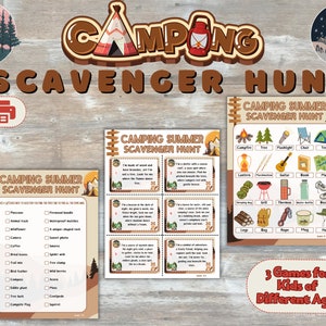Camping Schnitzeljagd für Kinder, Schnitzeljagd Partyspiel, Outdoor Camping Aktivität, Camping Spiel für Kinder oder die Familie, Instant Download