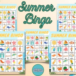 Summer Bingo Game for Kids, Printable Bingo Game, Summer Birthday Game, Kids Summer Activity, Kids Summer Travel Game