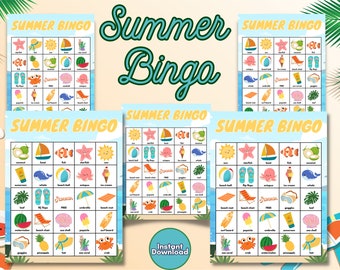 Sommer Bingo Spiel für Kinder: Druckbare Reiseaktivität (PDF)
