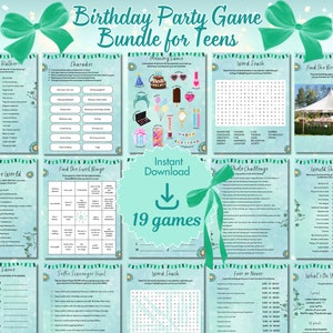 Birthday Party Games for Teens, Tween Birthday Party Games, Party Favors, Printable, Instant Download