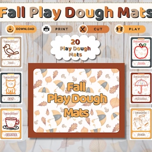 Fall Play Dough Mats, Fall Printable Play Dough Activity Mats, Fine Motor Skills Play, Toddler Preschool Kindergarten Educational Resource