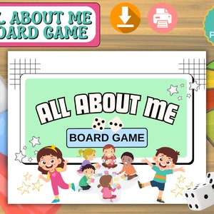 All About Me Game, Printable Board Game, Classroom All About Me Activity, Preschool Kindergarten All About Me Game, Instant Download