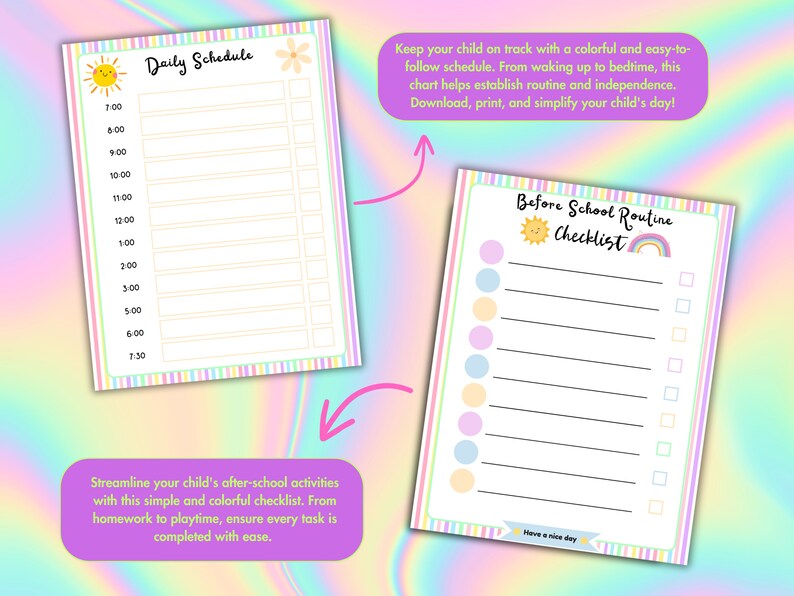 Kid's Chore Chart Printable Bundle, Kid's Allowance Tracker, Kid's ...