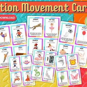 Action Movement Cards, Printable Action Card, Movement Activity, Educational Printable, Homeschool Resource, Teaching Resource