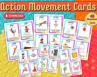 Actiebeweegkaarten: kinderactiviteit, afdrukbaar thuisonderwijs (pdf)