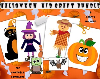 Halloween Character Craft Bundle: Kids Printable Activity (Instant Download)