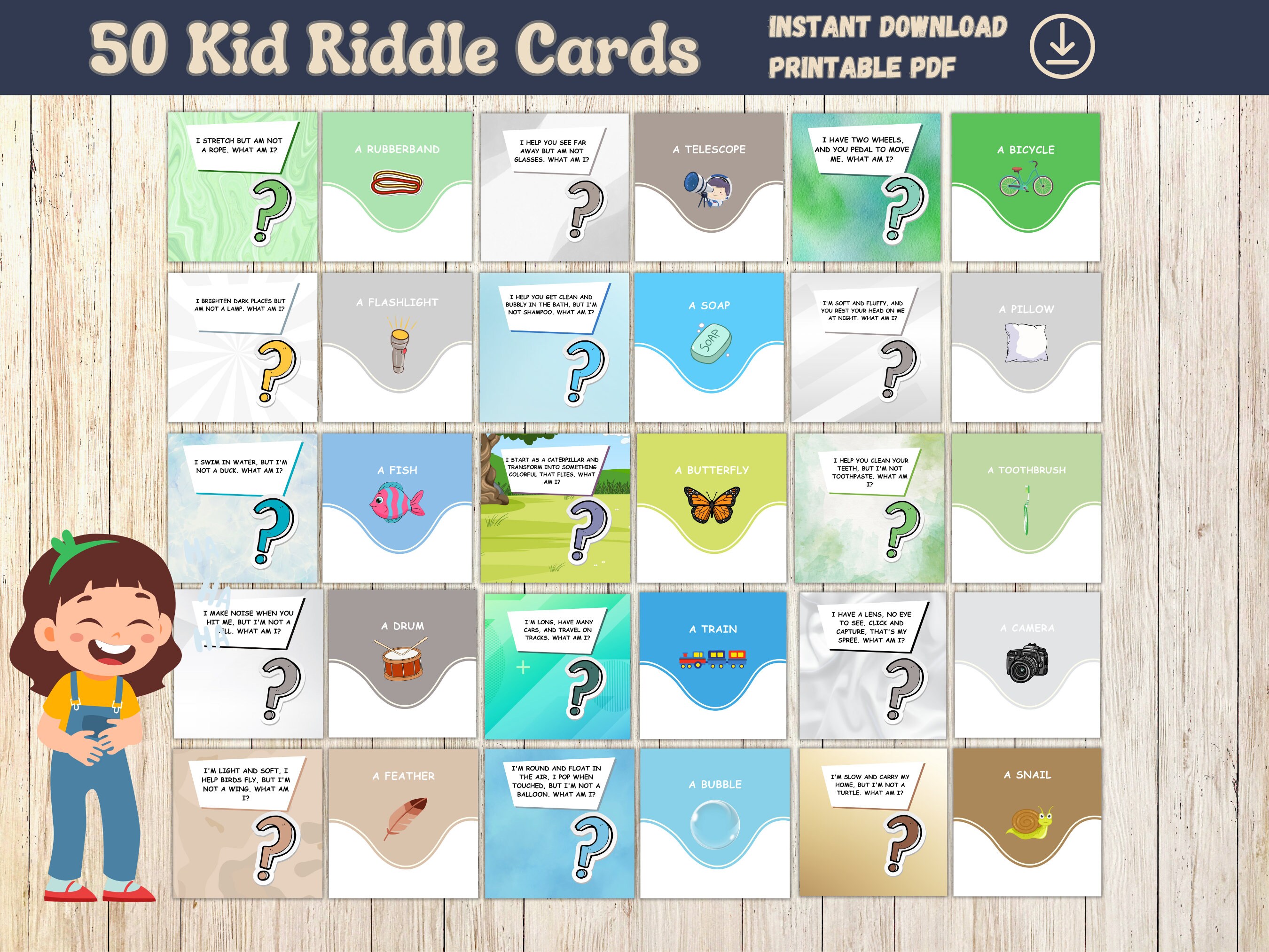 Kids Riddle Cards, Funny Riddle Cards, Lunch Box Riddle Cards, Kid ...