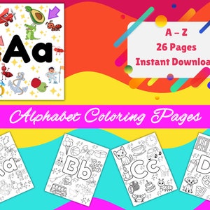 Alphabet Coloring Pages for Preschool Homeschool Kids. Instant Download Printable