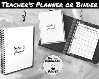 Printable Teacher Planner Bundle: 98-Page Lesson Plan, Calendar (Digital Download)