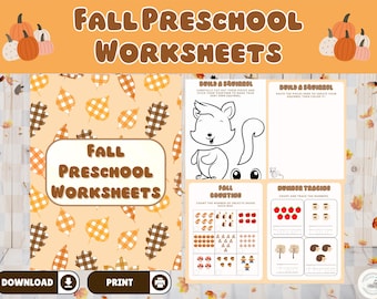 Fall Preschool Worksheets: Activity Bundle for Kids (PDF)