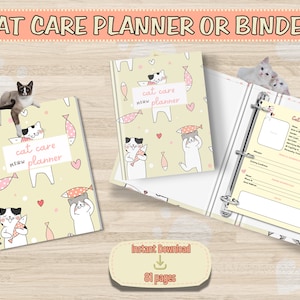 Cat Care Planner, Cat Health Planner, Cat Binder, Kitten Cat Checklists, Kitten Cat Tracker, INSTANT DOWNLOAD, Printable
