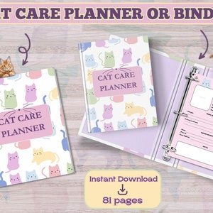 Cat Care Planner, Cat Health Planner, Cat Binder, Kitten Cat Checklists, Kitten Cat Tracker, INSTANT DOWNLOAD, Printable