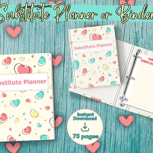 Substitute Teacher Planner, Substitute Teacher Printable Binder Planner, Substitute Teacher Notes, Substitute Teacher Lesson Plans