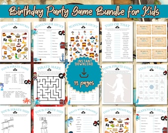 Giochi per feste di compleanno pirata, bomboniere, stampabili, download istantaneo