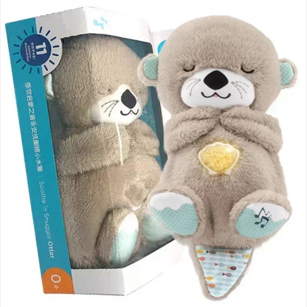 Respirer la loutre Sleep and Playmate loutre peluche musicale pour bébé avec son léger sensorielle nouveau-né cadeaux pour bébé confortables