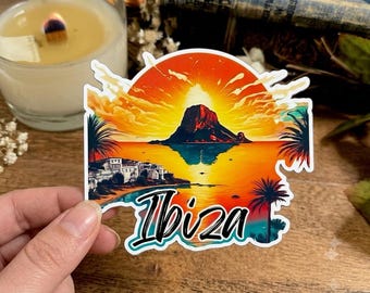 Pegatina Ibiza Sunset Beach / Pegatina de vinilo troquelada, diseño de palmeras tropicales