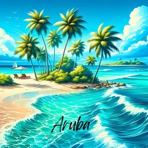 Aruba Kiss Cut Aufkleber - Reise & Fernweh Aufkleber - Perfekt für Laptops, Wasserflaschen und mehr!