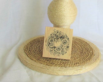 Rubber Stamp, Daisy Wreath, Stamp Cabana 1995, wood, rubber, design, craft supplies, destash