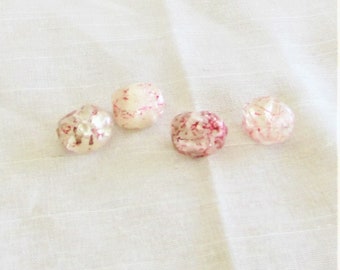 Beads, Glass Chunky, acrylic beads, pale, red, nubby, 4 pieces, team esst, destash beads, acrylic, sallycrafts, supplies