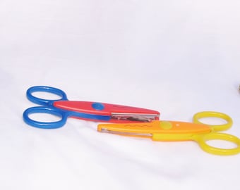 Scissors, tool, plastic, ruffled edge, 2 pair, 5 inch, F, destash