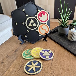 Zelda Medallion Coaster Set with Display – Inspired by Ocarina of Time | 3D Printed Drink Coasters Gift Set for Gamers & Collectors
