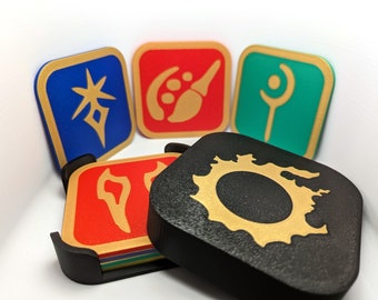 Posavasos personalizados de FFXIV: iconos de trabajo impresos en 3D con almacenamiento