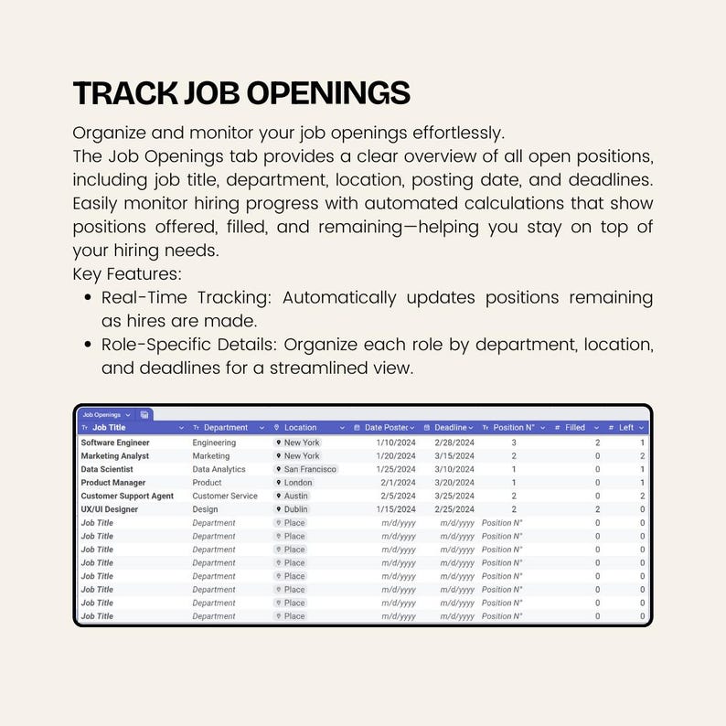 Recruitment Tracker Template Spreadsheet for Google Sheet | Human ...