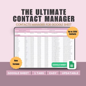 Contact List Manager Google sheet Contact Organizer Spreadsheet Phone Number List Address Tracker Template Emergency Contact Information